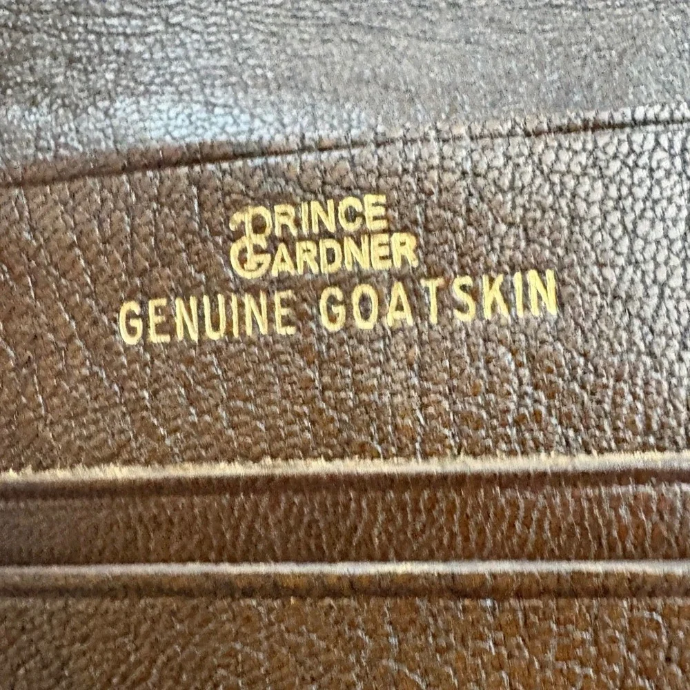VTG 1970s Prince Gardner Mens Goatskin Bifold Wallet USA Made Brown Leather EDC